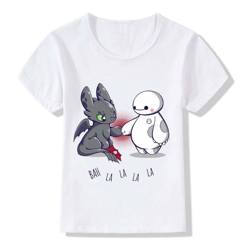 Детская футболка детская футболка с принтом из мультфильма «Как приручить дракона» для маленьких мальчиков и девочек, милая детская футболка без зуба, топы - Цвет: 2