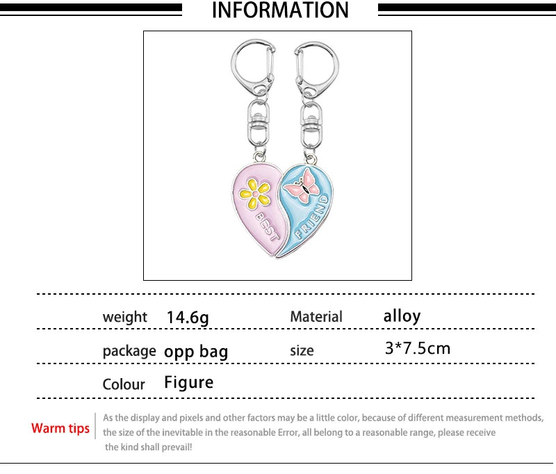 Beste Freund Keychain Kleine Blume Schmetterling Anhänger Rucksack Schlüssel Kette Männlichen Und Weiblichen Studenten BFF Freundschaft Anhänger Schmuck – Detail 2