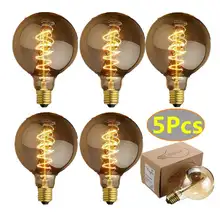 5 шт. 80 мм x 118 мм можно использовать энергосберегающую лампу или светодиодную лампочку) E27 G80 60 Вт Круглые ретро Edison LED светильник лампочка 110V теплый белый светильник ing Цвет