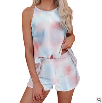 

Women Pajamas Summer Shorts Set Short Sleeve Tee Shorts Sleepwear Tie Front Pjs Nightwear