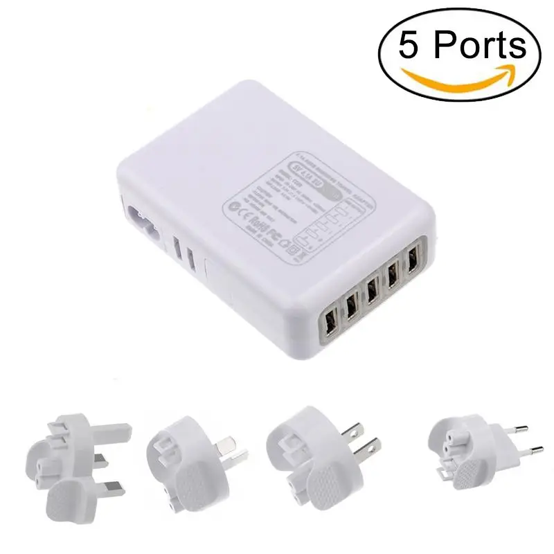 Foxnovo DC 5V 2.1A/4A/4.1A 4/5/6 Порты usb AC Мощность DC адаптер питания AC DC Зарядное устройство с US/EU/UK/AU Вилки для смартфонов и планшетов - Цвет: 5 Ports 5V 4.1A