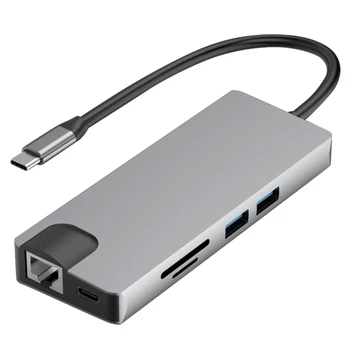 

9 in 1 USB C Hub /Type C Data Hub With 9-Port 2 USB 3.0 +4K HDMI +TF +SD +Type C PD +RJ45+VGA+ 3.5MM o Ports