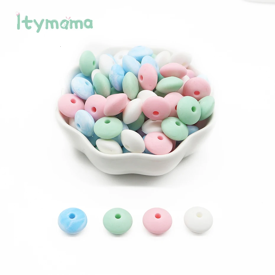 Itymama, 300 шт, чечевица, силиконовый прорезыватель, без бисфенола, Abacus Perle, силиконовые бусины, сделай сам, прорезыватель, ожерелье, игрушка для кормления, подарки, детский Прорезыватель