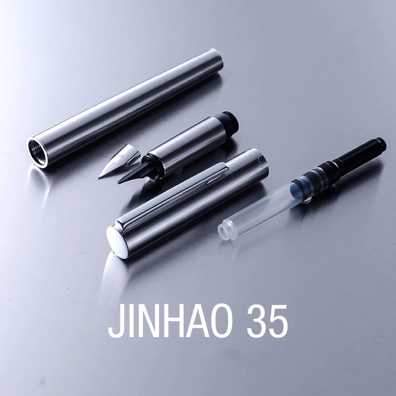 Jinhao 35 Fountain Pen Frosted Black Stainless Steel 3.08MM Nib Pen Ink Pens Stationery Office School Supplies fountain pen