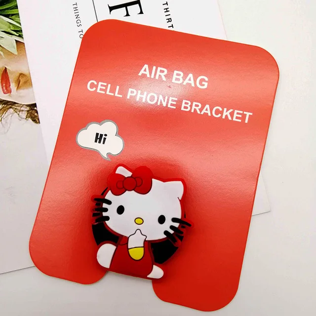 kitty head Wholesale Socket Universal Mobile Phone Stretch Bracket Cartoon Air Bag Phone Expanding Phone Stand Finger Car Phone Holder - Цвет: kitty head