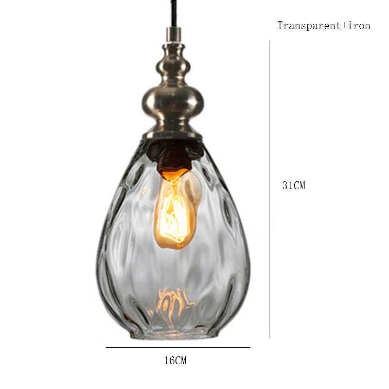 Винтажный стеклянный подвесной светильник в скандинавском стиле лофт, подвесной светильник для кофе, подвесной светильник в стиле ретро, подвесные светильники для кухни - Цвет корпуса: F 16CM
