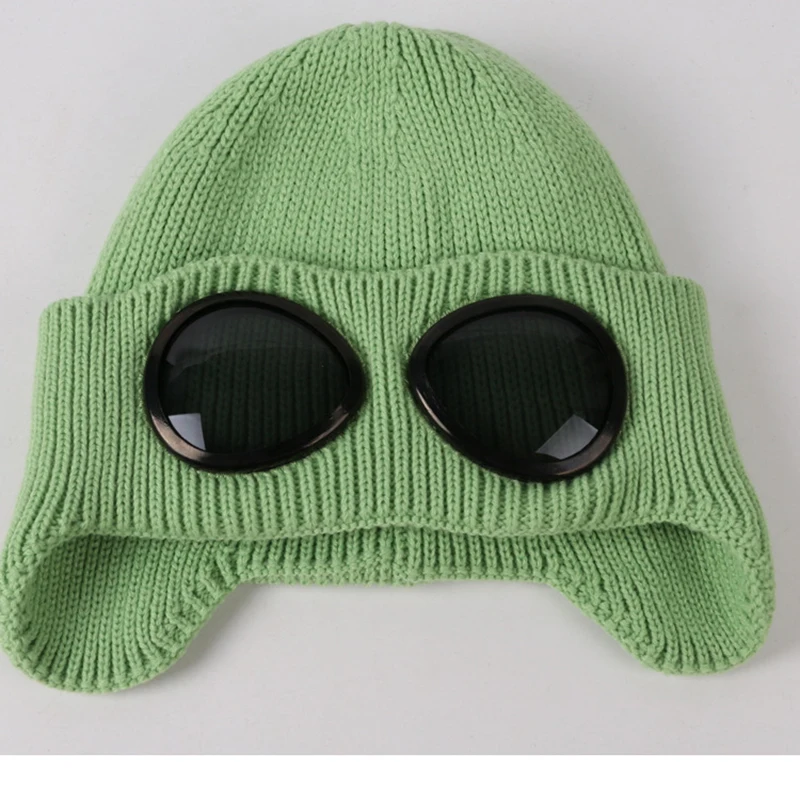ZLD Новая мода Осень Зима Толстая холодная вязаная шапка, шапочка Skullies Шляпа Ветрозащитный шлем летчика Женские повседневные очки шерстяная шапка - Цвет: 5