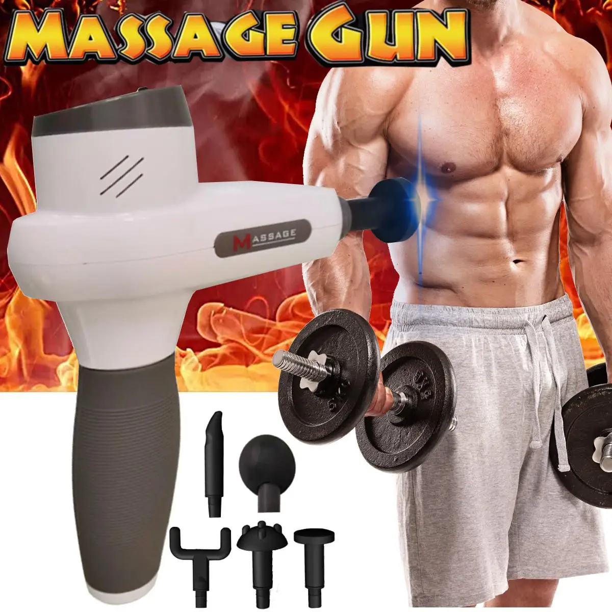 

Electronic Therapy Body Massage Guns 5 Files Heads Brushless LED Massage Guns Body Muscles Relaxing Relief Pains