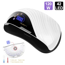 120 Вт УФ светодиодный гель-лампа для ногтей с вентилятором две руки Сушилка для ногтей для сушки всех гель-лаков датчик солнце светодиодный светильник маникюрные инструменты для ногтей