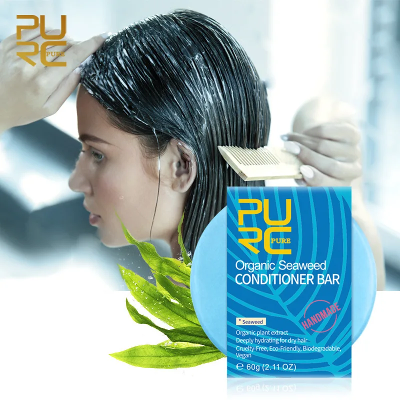 

PURC Seaweed Conditioner Bar Shampoo Soap Vegan Handmade Repair Damage Frizzy Hair Shampoo Soap No chemicals preservatives TSLM1