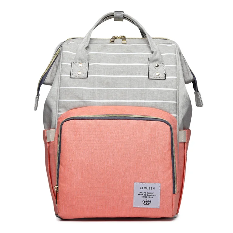 LEQUEEN Детская сумка для подгузников для беременных, водонепроницаемая сумка для младенца, рюкзак для мамы, рюкзак для путешествий, Детская сумка для влажных подгузников, Большая вместительная сумка для мам и кормящих мам - Цвет: pink-stripe