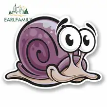 EARLFAMILY 13cm x 13cm Cartoon Snail Funny Car Stickers Anime RV VAN 3D DIY Fine Decal Vinyl JDM Windows Truck Accessories