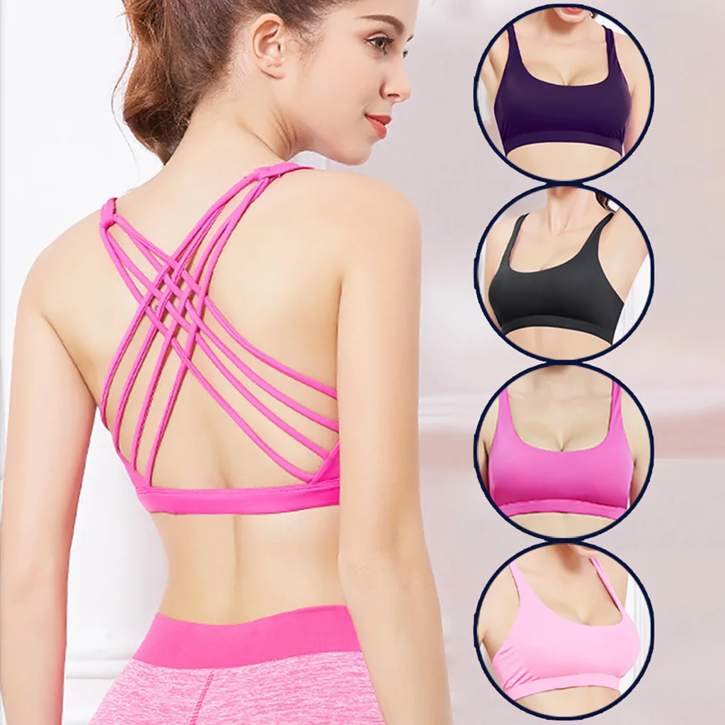 Спортивный бюстгальтер с перекрестной красивой спинкой спортивный для