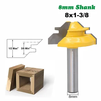 

8mm Shank 45 Degree Lock Miter Router Bit 1/2 Stock Medium Lock Miter Milling Bit Wood Carving Tenon Knife MC02010