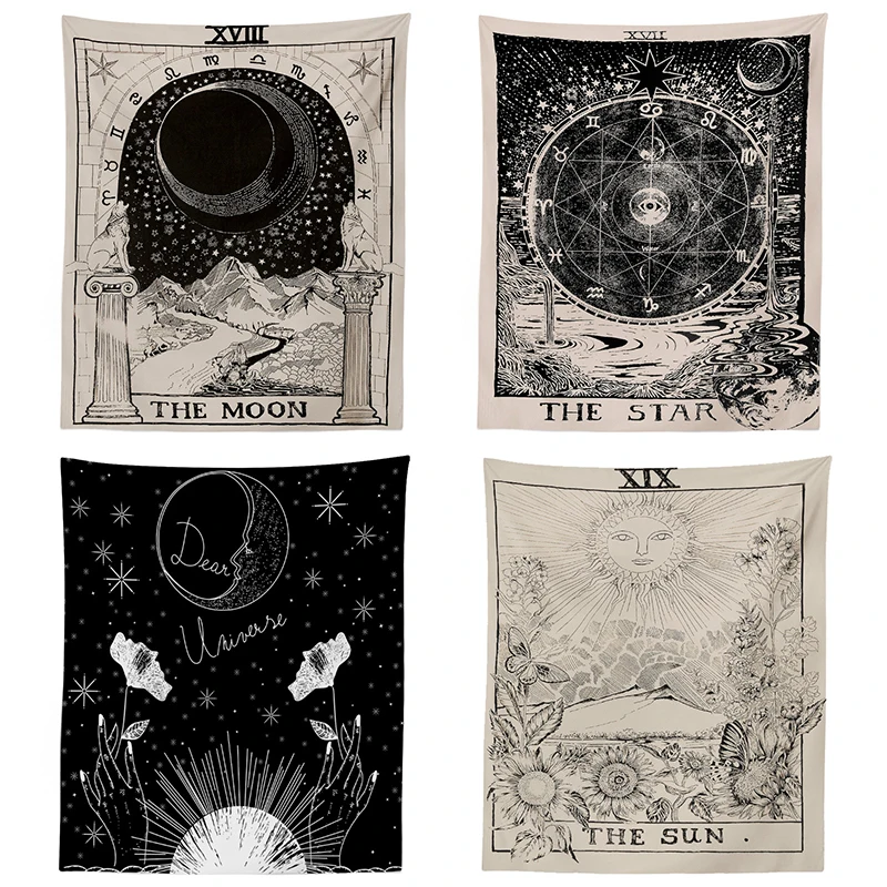 

Ouija Tapestry Wall Hanging Witchcraft Tarot Tapestry Moon Indian Mandala Wall Cloth Tapestries Hippie Psychedelic Carpet Tapiz