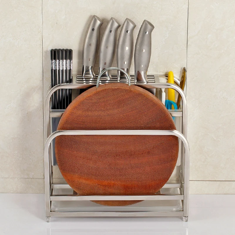 

Kitchen Storage Holder Floor Type Kitchen Shelf Rack Pot Lid Cutting Board Holder Knife Tableware Organizer