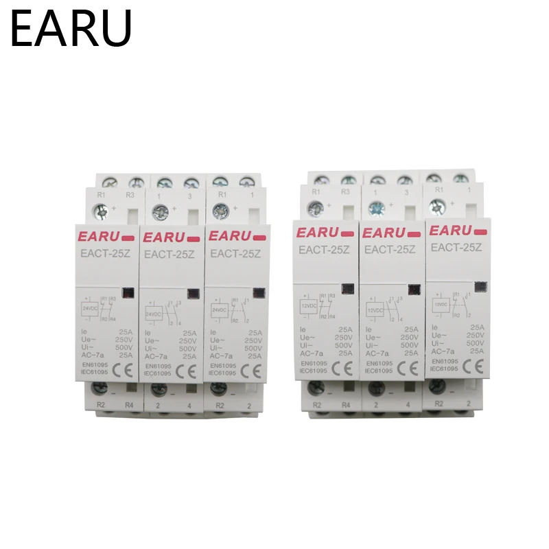 EACT 25Z DC 12V 24V 2P 16A 25A 1NO 1NC 2NO 2NC контактный Din рейка бытовой модульный контактор