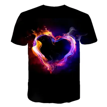 

Summer 3D printed love graphics T-shirt short-sleeved tops clothing personality stylish men and women suitable for S-6XL