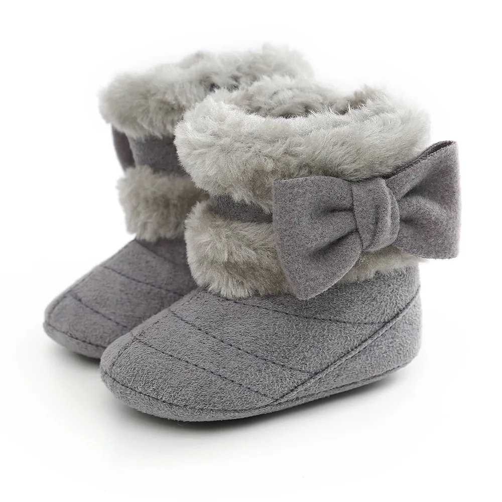 CYSINCOS/Детские Ботинки Зимняя обувь для маленьких девочек нескользящая Мягкая подошва, теплые зимние сапоги для новорожденных сапоги на мягкой подошве - Цвет: gray