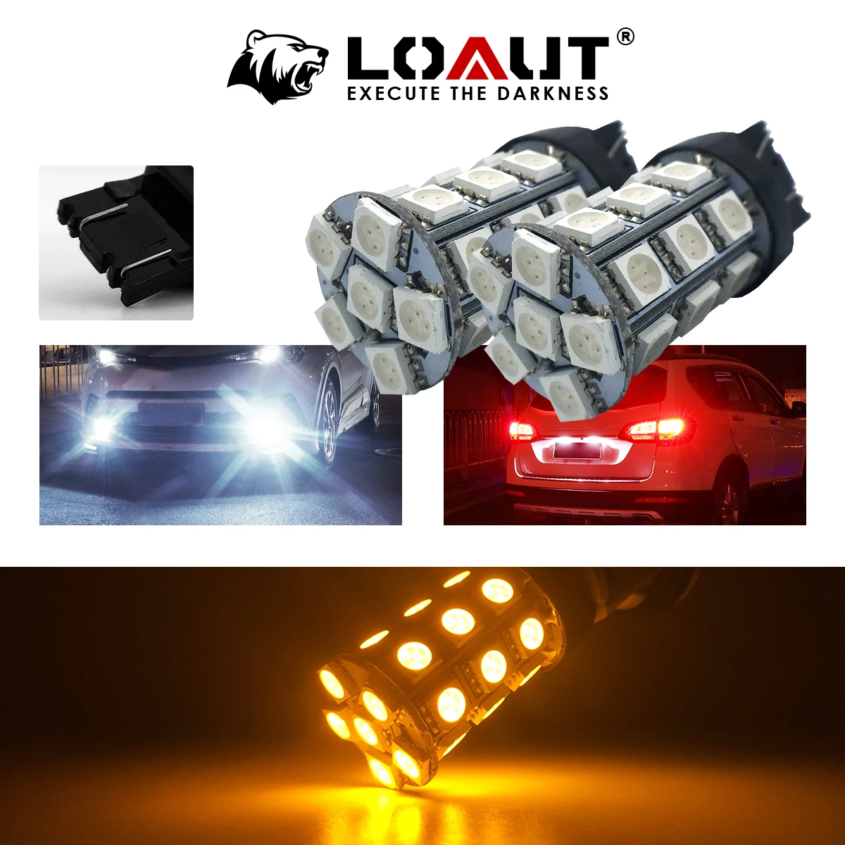 Лампа заднего хода желтая 7443 7440 3156 T20 T25 27 SMD 5050 стоп-сигнал парковочный фонарь |