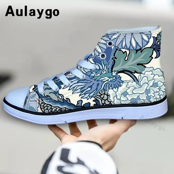 

Aulaygo Girl Shoes For Kids Classic Pattern Painting Cartoon Leaves Children Canvas Comfortable Casual Boys Sports High Top Shoe