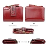 Fashion Small Oil wax Leather Wallet Women Stylish Zipper & Hasp Card Wallet Woman High Quality Short Credit Card Holder Purse 4
