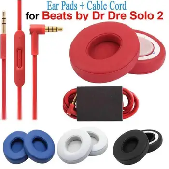 

HobbyLane Replacement Ear Pads Cushion+ Audio Cable Cord for Beats by Dr Dre Solo 2 Wired Headphone