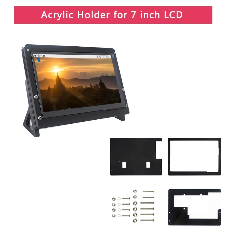 Günstig Raspberry Pi 4 Modell B LCD Kit + 7 zoll Touch Screen + Halter + 64 32 GB SD Karte + lüfter + Kühlkörper + Power + Micro HDMI für Pi 4