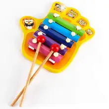 Деревянная мультяшная пальчиковая 5 музыкальная игрушка фортепиано Младенцы Дети Раннее детство образовательный просвещение игрушка пятитонный стук фортепиано