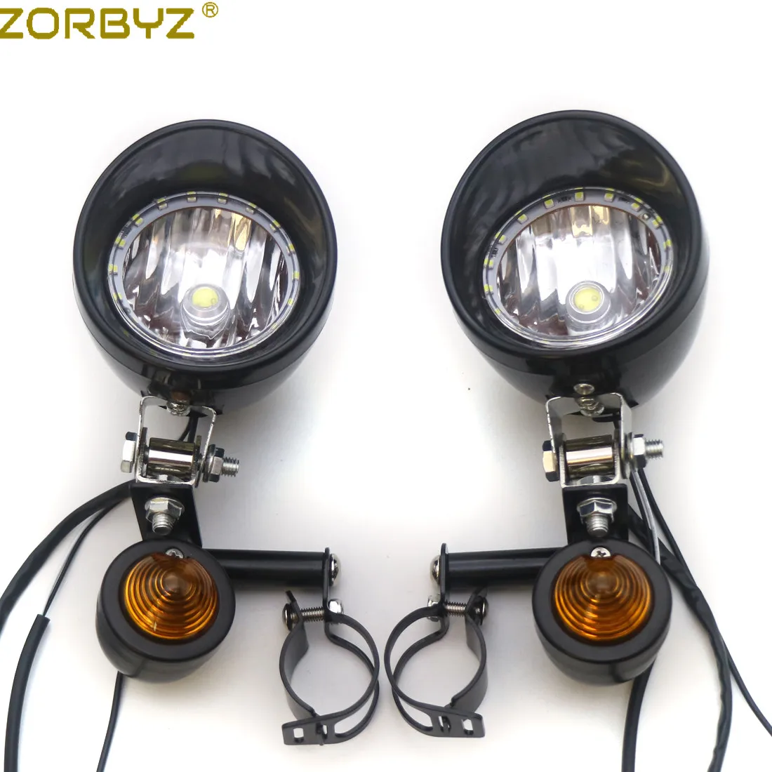 ZORBYZ Мотоцикл Черная Пуля указатель поворота Светодиодный прожектор для вождения