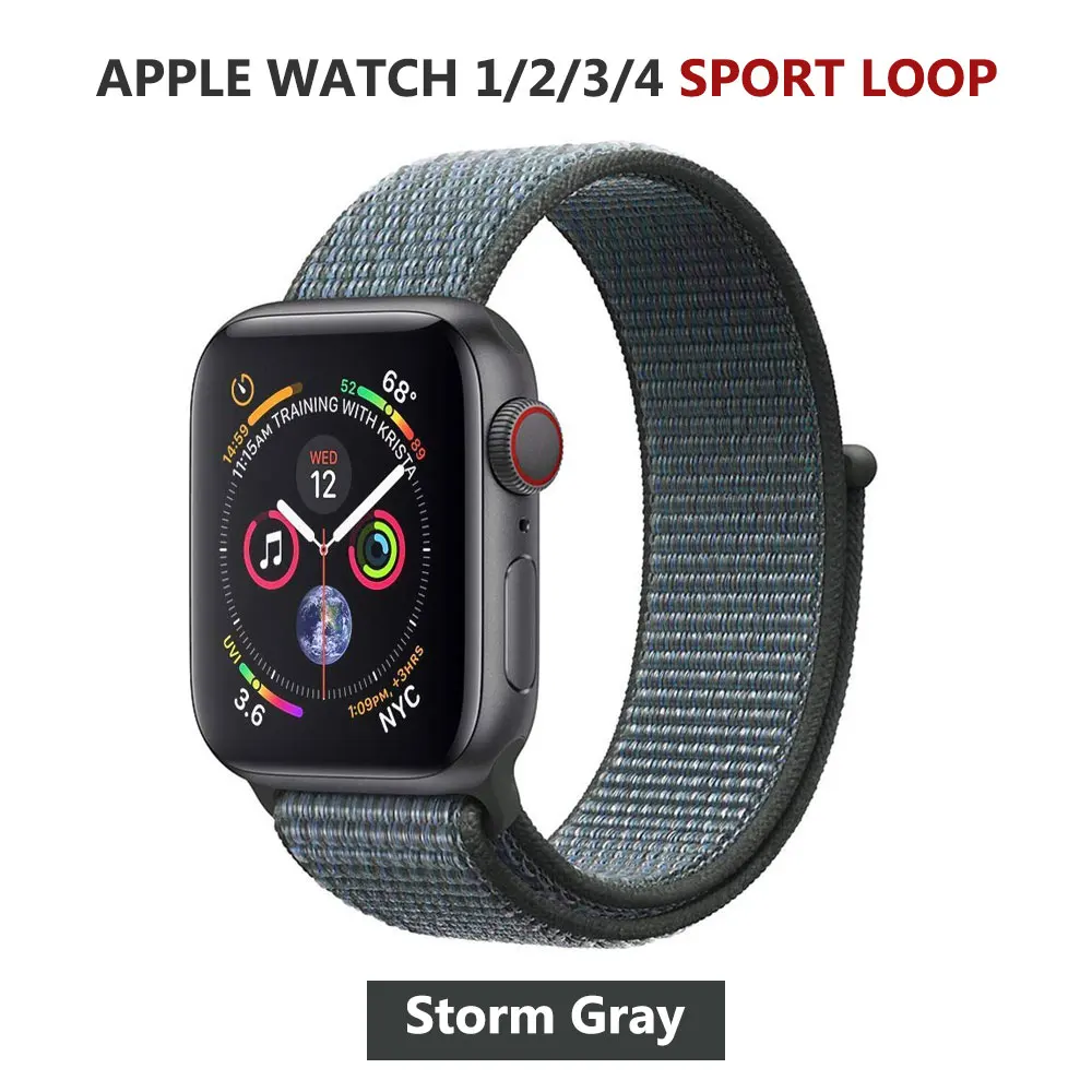 Спортивная петля нейлоновый ремешок для Apple Watch серии 5 40 мм 44 мм серия 4, браслет ремень нейлоновый тканый наручный ремешок для iWatch 38 42 - Цвет ремешка: Storm Grey