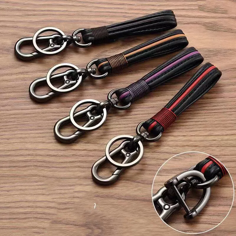 

For Mercedes BMW Audi Volkswagen Honda Toyota Kia keychain braided rope Fashion metal and leather car logo keychain key ring