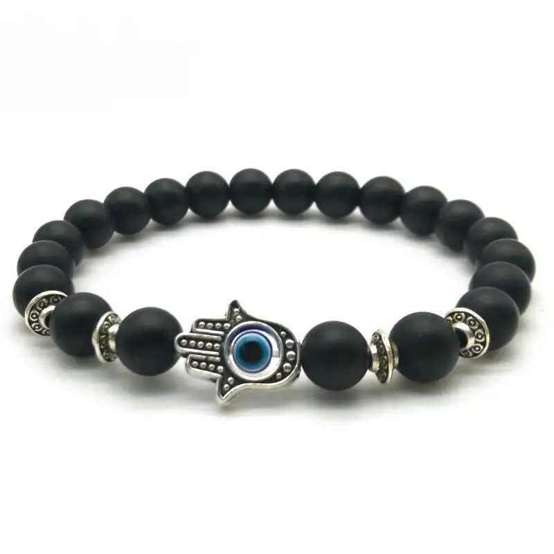 Природный лавовый камень матовый браслет из бисера для женщин Фатима Хамса рука