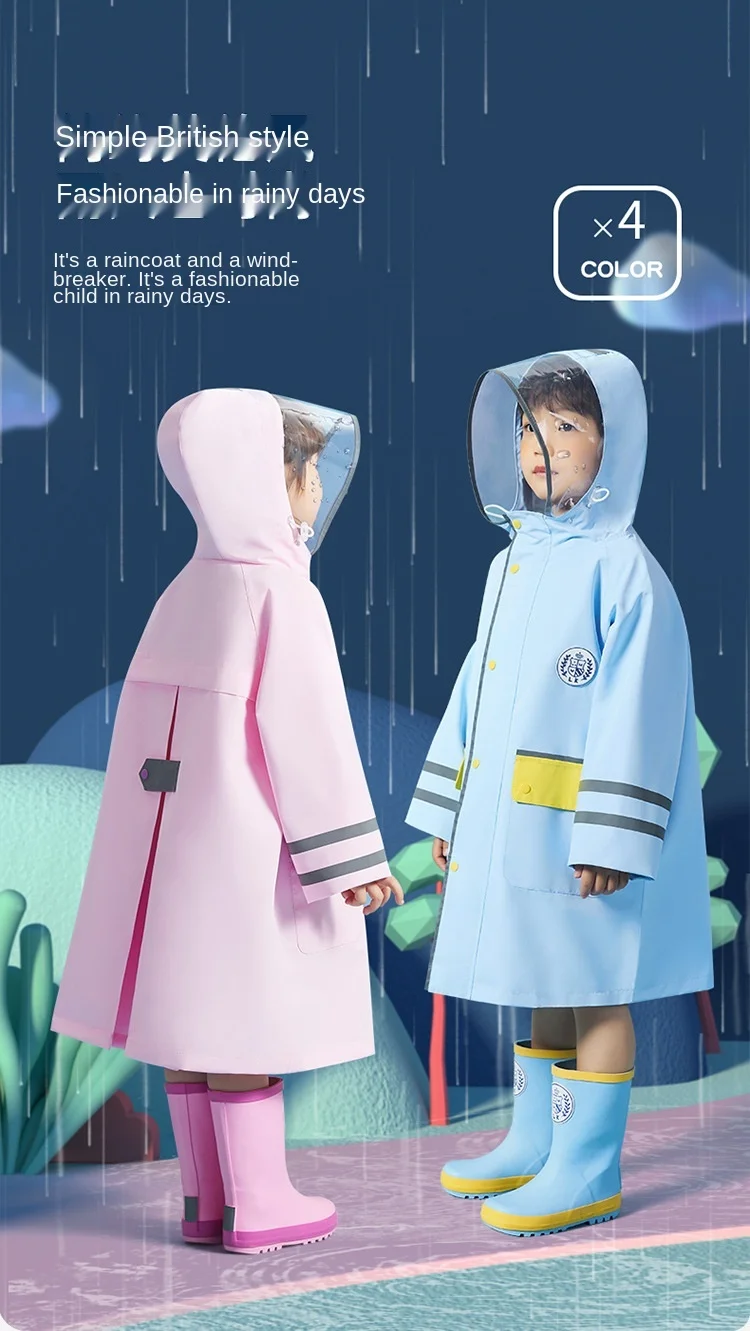 Poncho Imperméable Garçon Poncho De Pluie Enfant 2-4 Ans - Main Image