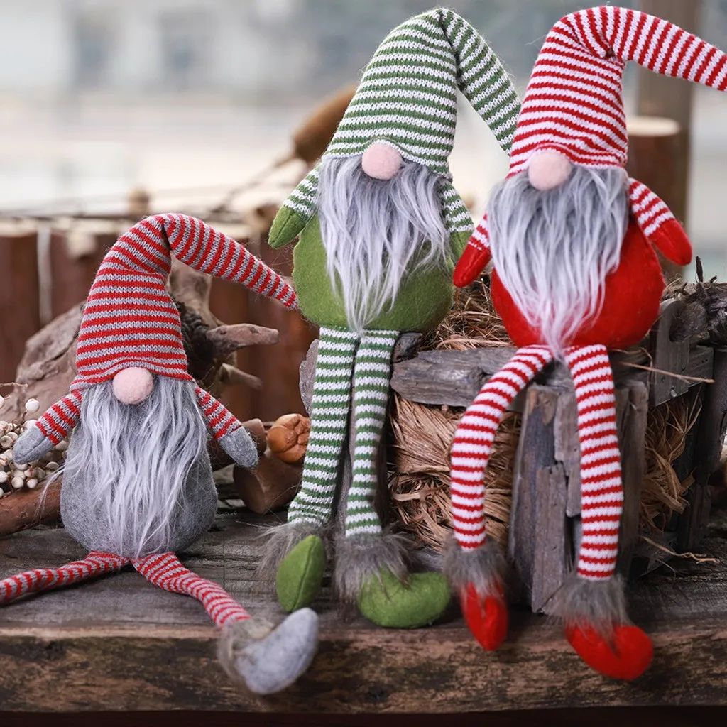 Christmas Decoration Striped Hat Hanging Leg No Face Doll Room Decoration Cute cartoon doll Decorations for Home 