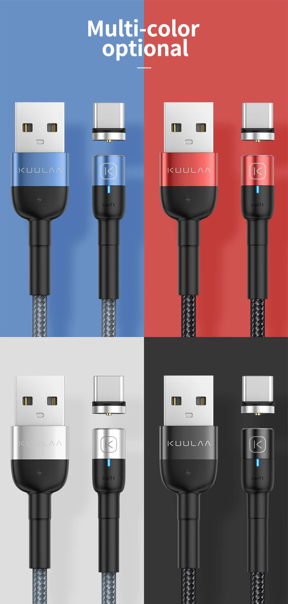 KUULAA Магнитный Micro usb type C кабель для iPhone Xiaomi Android мобильный телефон Быстрая зарядка USB кабель магнит зарядное устройство провод шнур