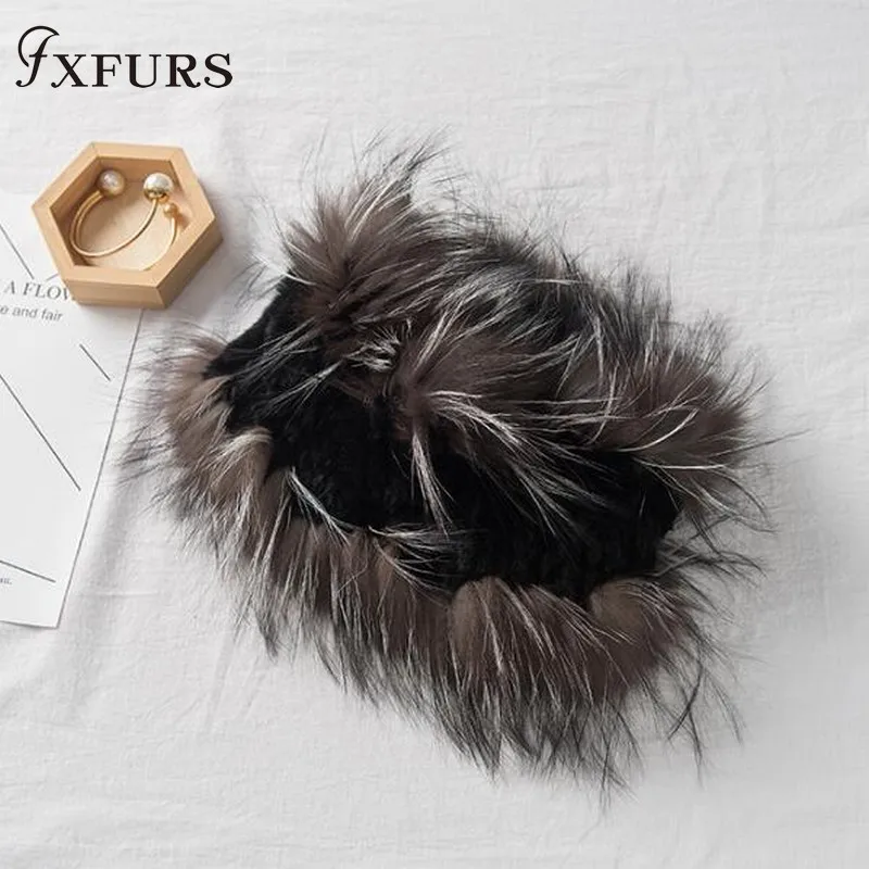 FXFURS шарф из меха кролика рекс женский мех серебристой лисы муфты зимние теплые меховые обертывания женский шейный платок русская Мода кольца