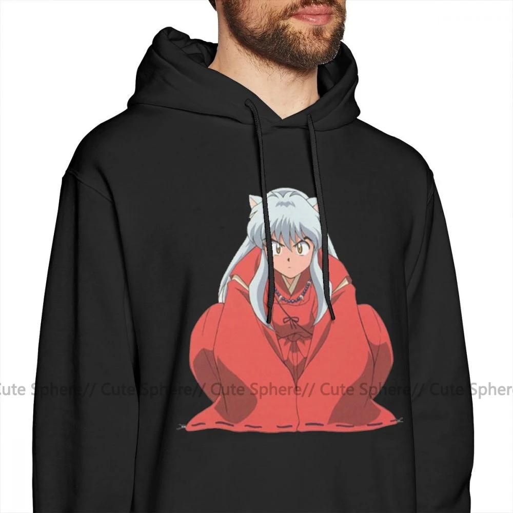 Inuyasha, худи, толстовки Inuyasha, стильный мужской пуловер, худи, хлопок, длинные, Осенние, серые, для улицы, большие толстовки