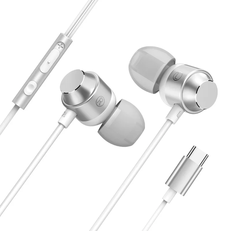 Newest In-ear Earphone Type C Wired Bass Earphone Line Control Magnetic With Microphone High Quality Stereo Headset