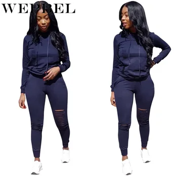 

WEPBEL New Two-Piece Suits Hoodies And Long Pants Tracksuits Fashion Women Casual Solid Color Sports Sets