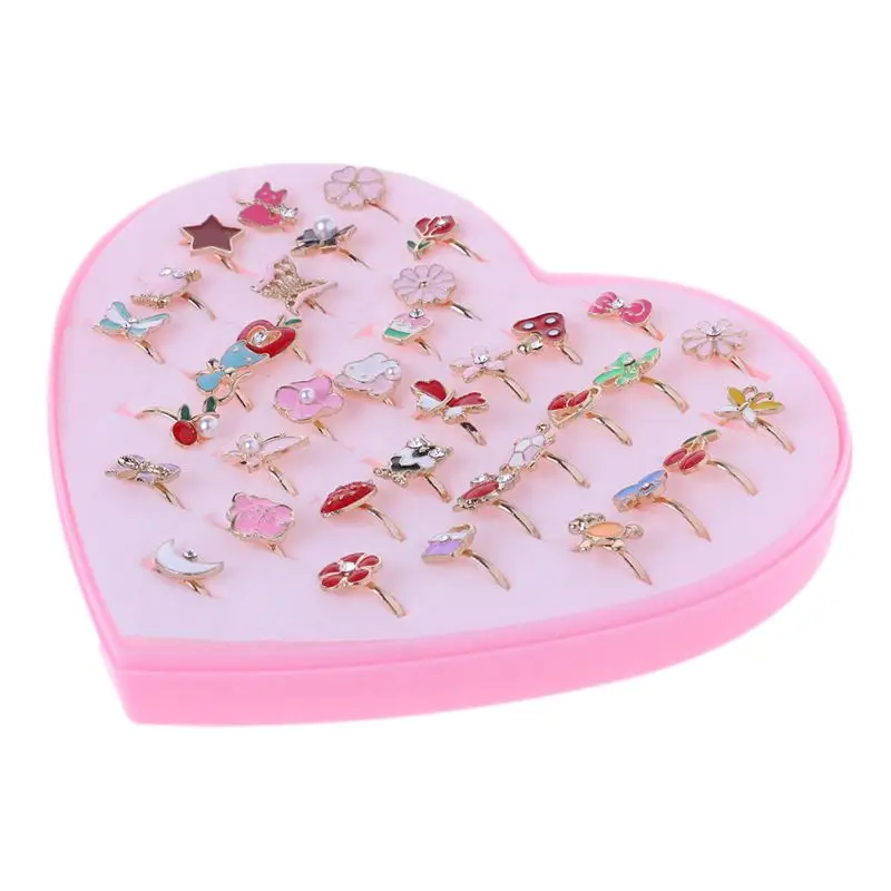 

5pcs Fancy Adjustable Cartoon Rings Party Favors Kids Girls Action Figures Toy