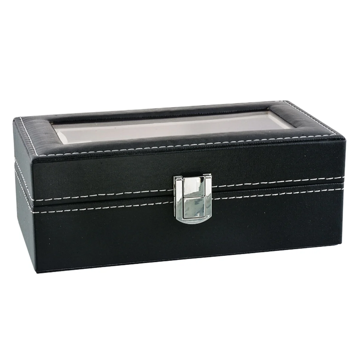 

8 Slots Grid Black High-grade PU Leather Case Elasticity Clamshell Watch Box Storage Boxes Watch Display Box Storage Holder