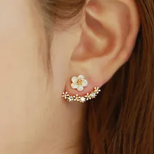 Fashion diamond flower earrings, charm chrysanthemum earrings, popular European and American earrings, beautiful summer