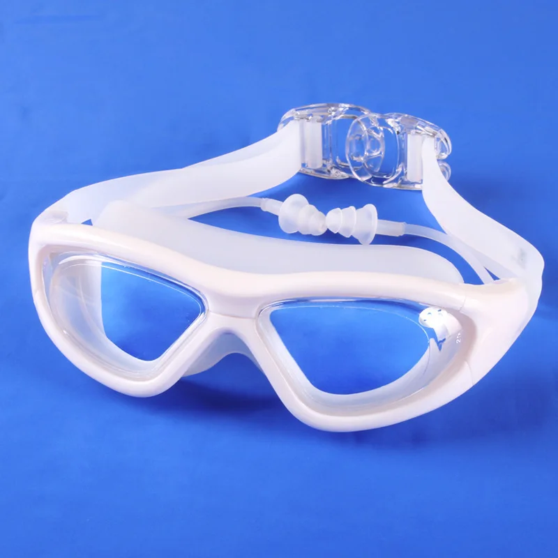 -2 To -9 Myopia Swim Goggles Men Women Large Frame HD Transparent Anti-fog Swimming Glasses With Earplug Optical Swim Eyewear 4