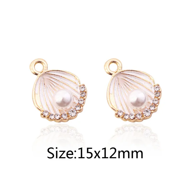 10pcs/lot Alloy Ocean Starfish Enamel Charms for jewelry Making Bracelet DIY Necklace Jewelry Accessories DIY Craft Shell Conch white