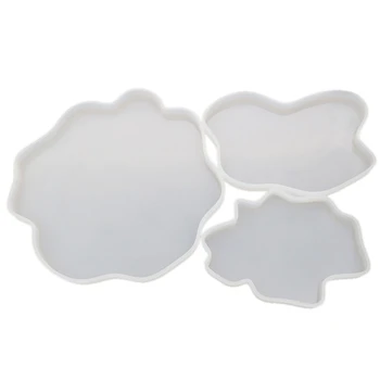 

3 Pack Irregular Coaster Resin Molds, 3 Sizes Thick Durable Silicone Molds for Resin Epoxy, Coaster Resin Casting Molds for Maki