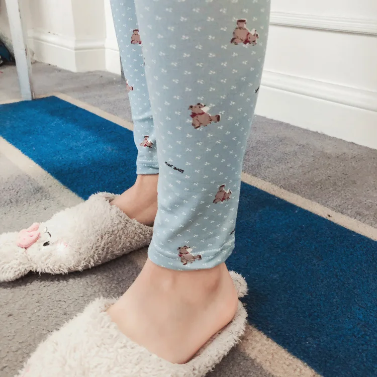 Fall/winter women's milk silk plus velvet long-sleeved autumn clothing pants women's round neck body shaping pajamas