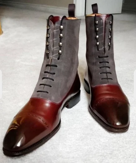 

Elegant Fashionable Martin Boots Pu Leather Handmade Lace-up Boots Formal Stylish Low Heel Ankle Boot Zapatos De Hombre 4M794