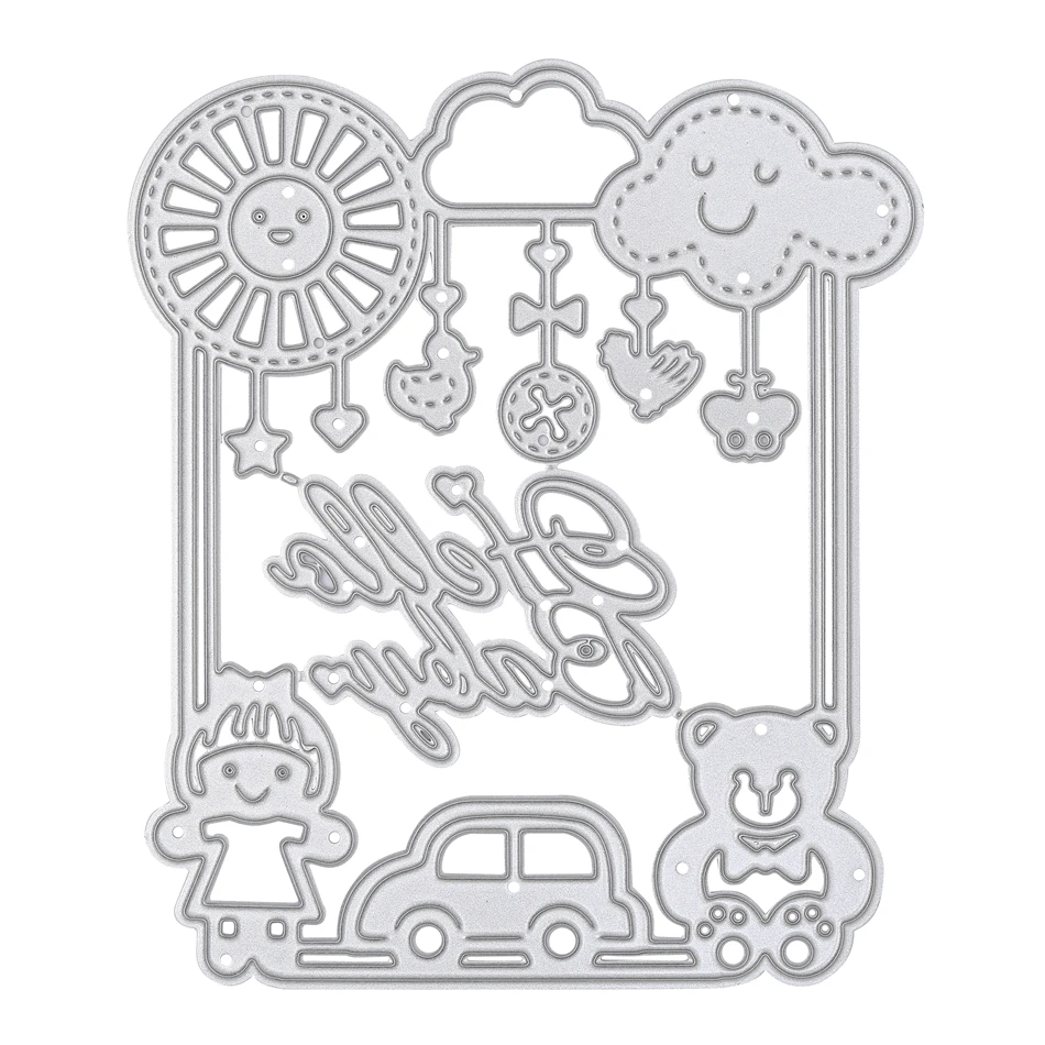 DiyArts ремесло металлические режущие штампы высечки пресс-формы Hello Baby Car Frame скрапбук Бумага Ремесло нож плесень лезвие удар трафареты штампы