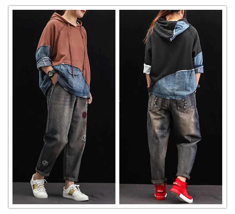 Max LuLu модная Корейская уличная женская осенняя одежда женские джинсовые толстовки с капюшоном винтажные женские панк толстовки